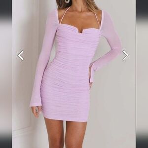 Hello Molly That Girl Goals Ruched Sweetheart Mini Dress in Lilac Size 4
